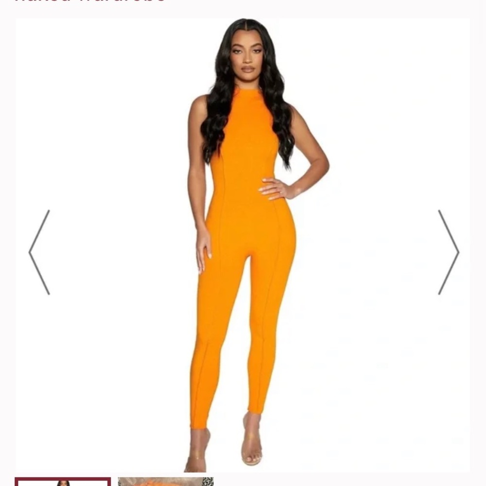 Naked Wardrobe Orange Snatched Jumpsuit, Size XS